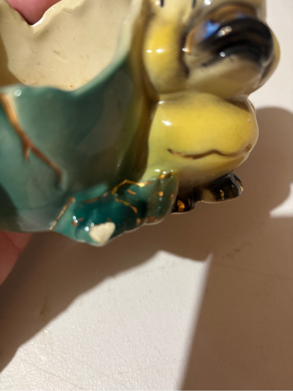 Shawnee Vintage Ceramic Duck Planter - Yellow & Teal - Picture 9 of 10